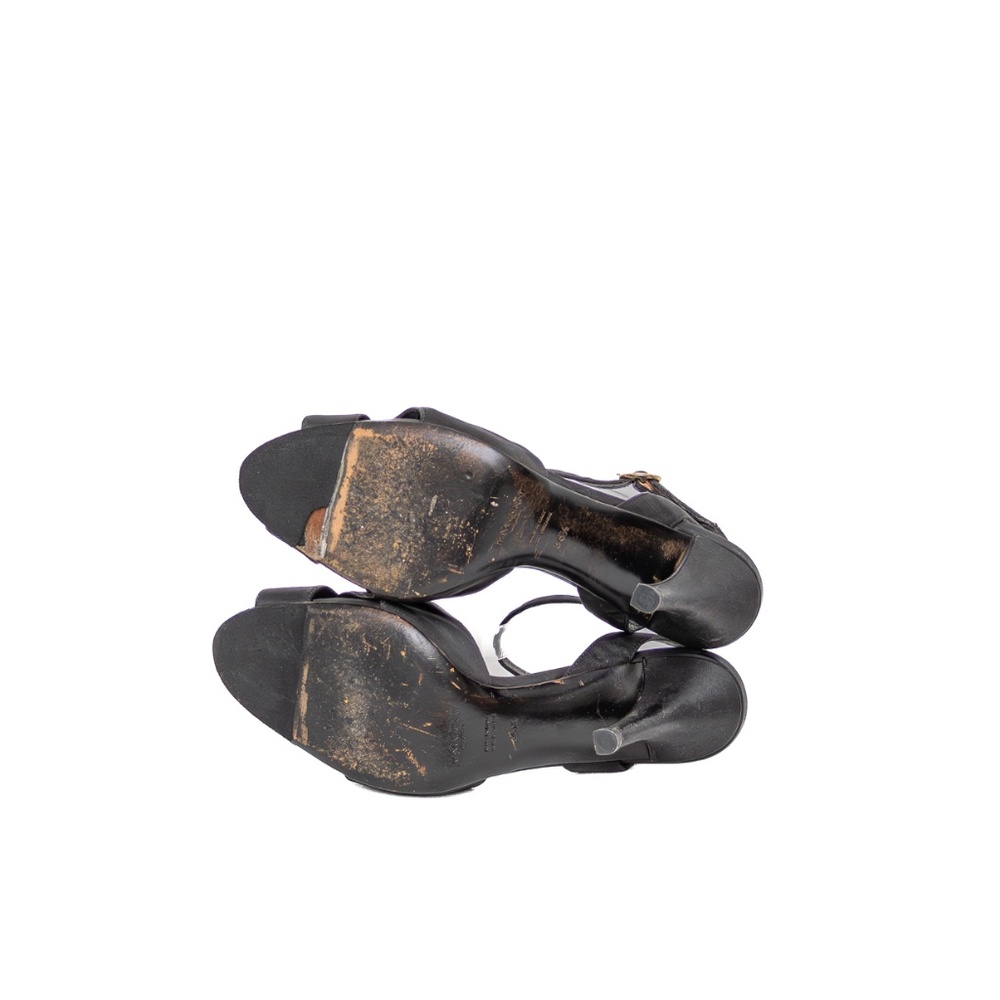 Vintage Yves Saint Laurent Black Satin Ankle Strap High Heel Sandals – Size 36.5 - Picture 7 of 9